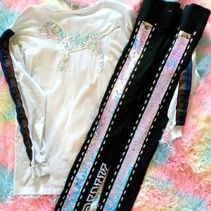 VERY RARE HTF VS PINK BLING OUTFIT SHIRT SMALL,LEGGINGS MED BOTH MORE LIKE MED